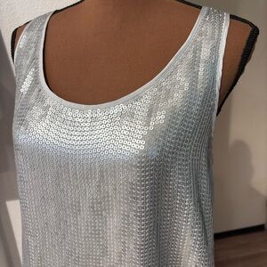 Banana Republic Silver Sequin Tank Top